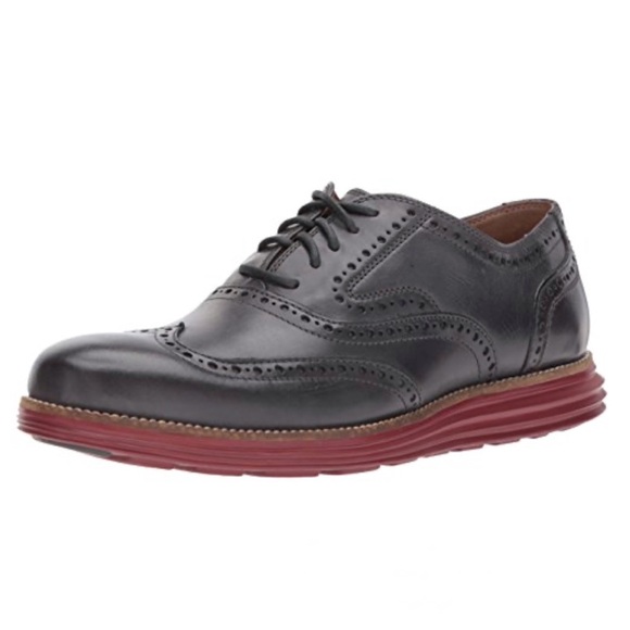 Cole Haan Charcoal Perforated Leather Wingtip Oxford Shoes - Picture 2 of 9
